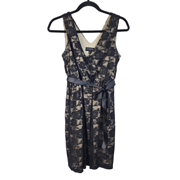 2/$15 Enfocus Studio Black Roses Lace Nude Cocktail Dress Cocktail Party Size 10 - Picture 1 of 5